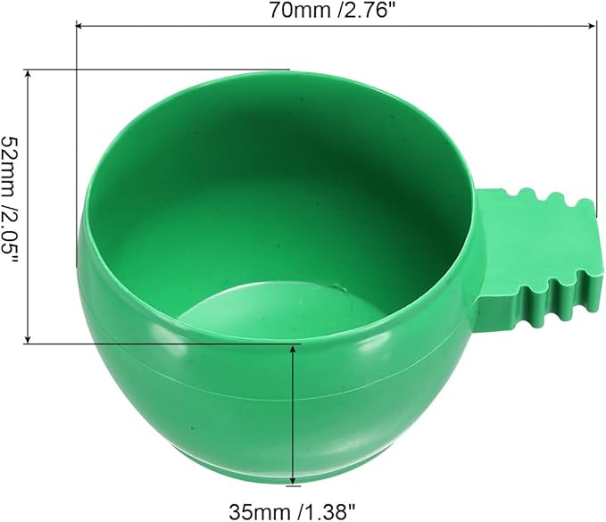 PATIKIL 2" Large Bird Feeder Cage Cups, 3 Pack Pigeon Water Bowl Round Feeding Sand Cup Hanging Container for Poultry, Green