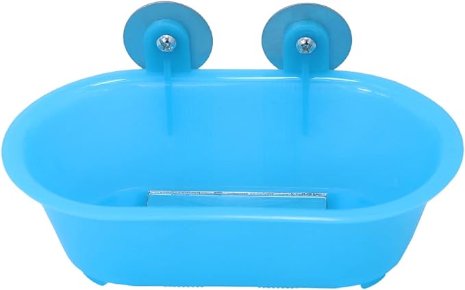 Wontee Bird Bath with Mirror Toy Fixable Parrot Bathroom Tub for Small Brids Parrot Canary Budgies Parakeets