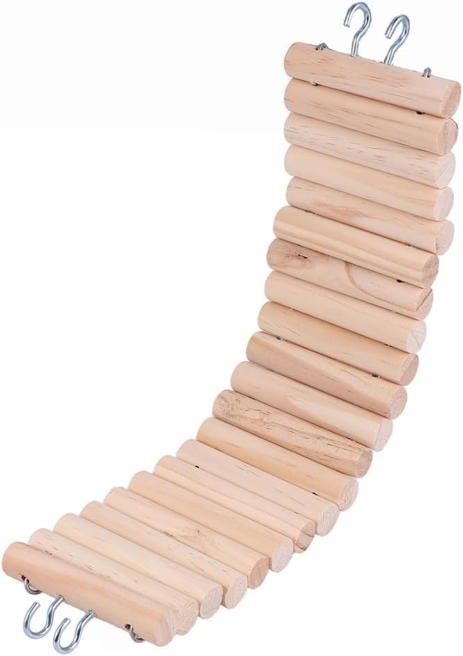Wooden Hamster Ladder Bridge Chew Toy Small Animal Climbing Ladder for Pet Cage Accessory Supports Balance Coordination with Easy Hanging Design 15.74X2.95X0.39In