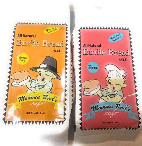 Momma's Bird Bread Mix for Bird Food or Bird Treat - Bundle of One Original and One Harvest Bag