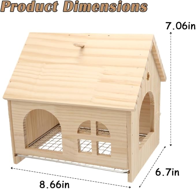 DQITJ Bird Cage Nesting Box Wooden Breeding Nest with Stainless Steel Bottom Mesh for Parrot Budgie Conure Lovebird Finch Parakeet Cockatiel Small Bird