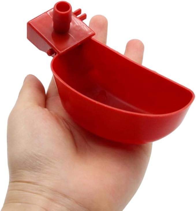 12Pcs Quail Water Cups Pigeon Automatic Bird Waterer for Cage Hang Drinker Breeding Poultry Drinking Bowls(Red)
