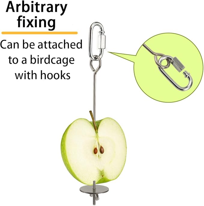 4 PCS Bird Cage Food Holders Stainless Steel Stick Feeder Parrot Fruit Vegetable Skewer Hanging Small Animal Hanging Foraging Accessories for Bird Parakeet Cockatoo Cockatiel