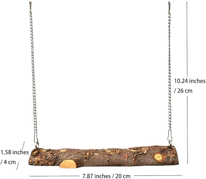 Pet Bird Swing, Parrot Cage Toys, Natural Wooden Swing Toys for Parakeet Cockatoo Cockatiel Conure Lovebirds Canaries Little Macaw African Parrot