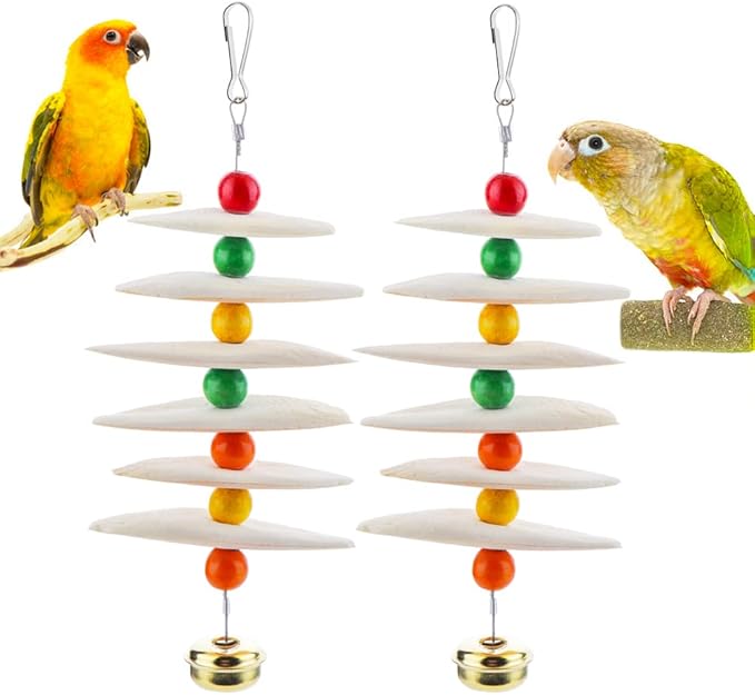 DQITJ 2 Pack Bird Cuttlebone Chew Toy, Natural Calcium Cuddle Bone for Bird Parrot Conure Cockatiel Budgie Sharp Beaks (6 Pcs in a Bunch)