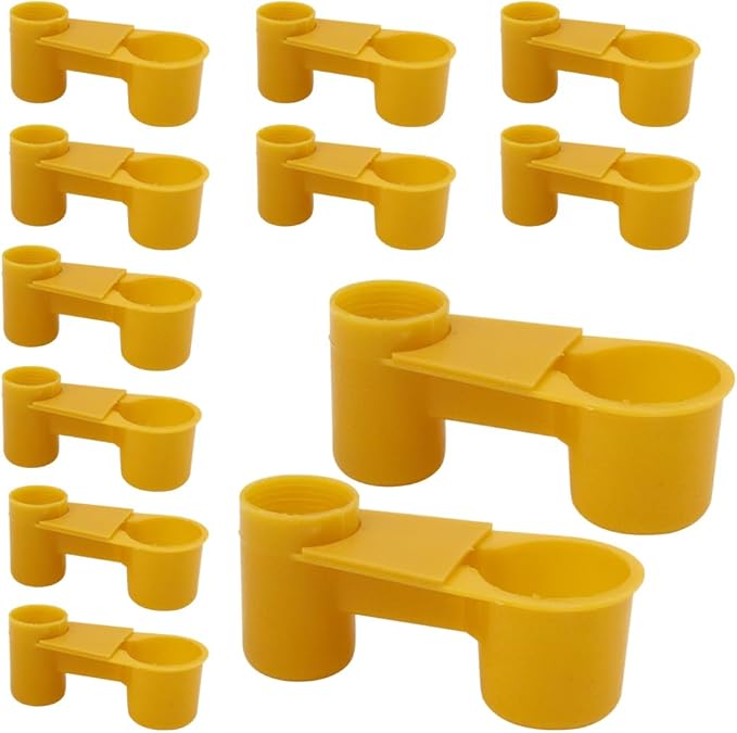 Automatic Bird Drinker Cups 12pcs Pigeon Water Bottle Feeder for Cage(Yellow)