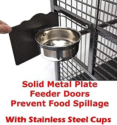 Extra Large Wrought Iron Open/Close Play Top Bird Parrot Cage, Include Metal Seed Guard Solid Metal Feeder Nest Doors Overall Dimensions: 35.25" Wx29.5 Lx62 H(with Seed Skirt)