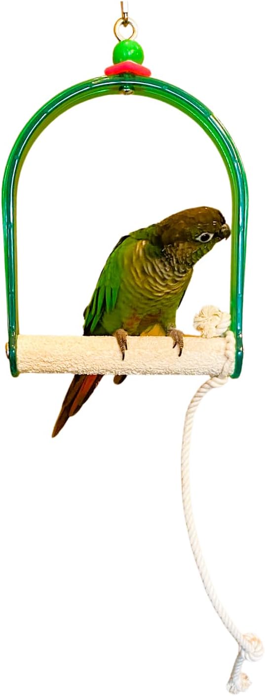 Polly's Arch Swing-Nail Trimming Bird Swing for Cages-Great for Parrots Including Parakeets, Cockatiels, Amazons, Macaws, and Cockatoos. (Small)