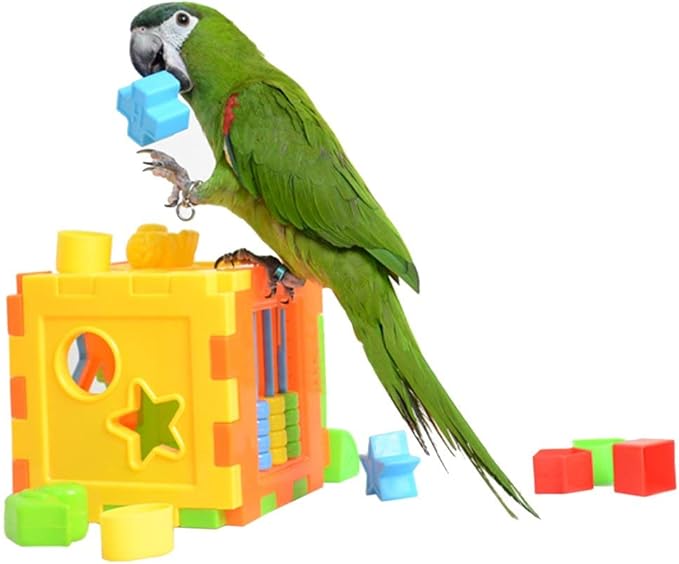 Wontee Bird Puzzles Training Block Toy Parrot Educational Intelligence Development for Budgie Cockatiels Conures Finches