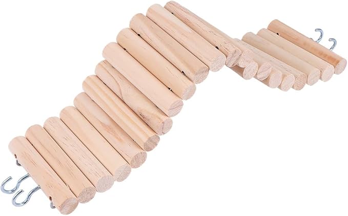 Wooden Hamster Ladder Bridge Chew Toy Small Animal Climbing Ladder for Pet Cage Accessory Supports Balance Coordination with Easy Hanging Design 15.74X2.95X0.39In