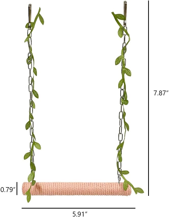 La La Pet® Hanging Wooden Pet Bird Swing with Cotton Rope Bird Cage Swing Bird Perch Swing Bird Cage Perch Bird Perch Stand Bird Swing Toy for Parrots Parakeets Cockatiels Lovebirds Peach Red