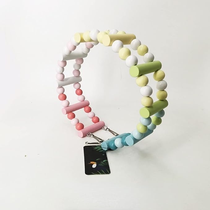 Bird Parrot Toys Ladders Swing Chewing Hanging Pet Cage Accessories Hammock Toy for Small Parakeets Cockatiels, Lovebirds, Conures (Macaron Color Ladder 10 Step), grey