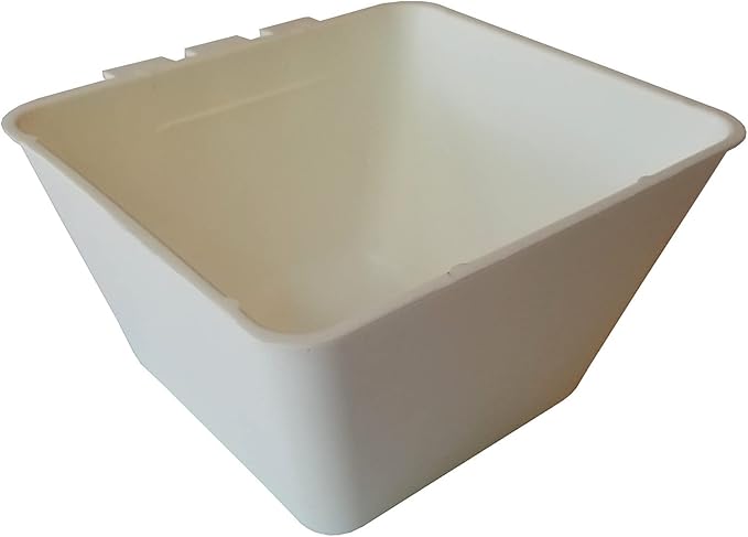 Cage Cups Square 1.2 Quart / 38 fl oz Water Dish for Poultry, Dogs, Cats, Hanging Feed & Water Cage Cups (24, White)