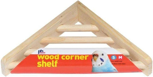 Prevue Pet Products Wood Corner Shelf Platform for Bird Cages - Ladder Perch Ideal for Parakeets, Canaries, Cockatiels, Lovebirds, and Conures, Mounted Wooden Bird Perches - Small & Medium Birds