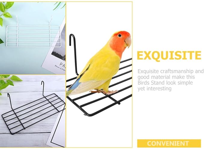Ipetboom Bird Cage Bird Toys 2pcs Parrot Metal Perch Platform Stand Shelf Parakeet Patio Sundeck for Budgie Cockatiel Conure Cage Accessories Toys