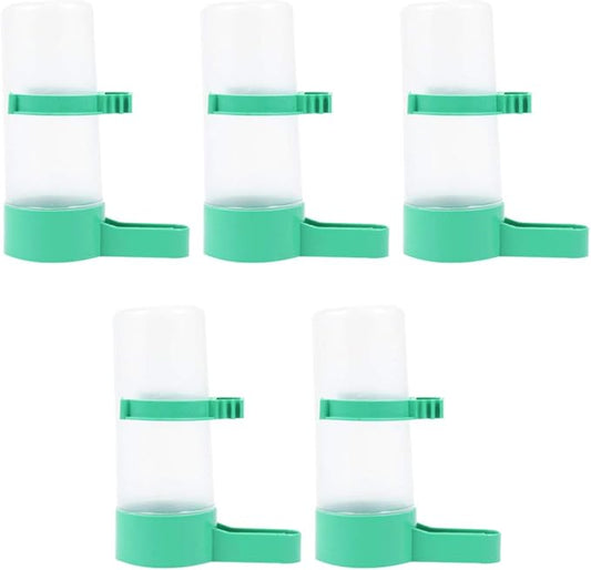 Yardwe 5Pcs Birds Feeder Drinker Waterer Clip with Automatic Drinking Water Sprinkler Bird Cup for Parrots Budgie Cockatiel Lovebirds ()