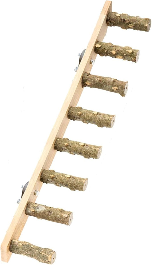 Bird Wooden Ladder Bridge,Bird Cage Ladder,Wood Cage Accessories,Bird Ladder Perch,Parrot Climbing Ladder for Budgies,Conures, 8 Sections