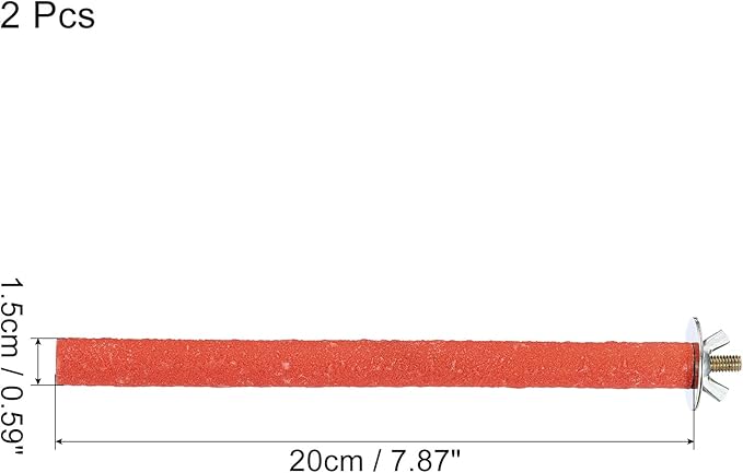 PATIKIL 0.6x7.9 Inch Bird Cage Perch, 2 Pack Parrot Stand Paw Grinding Stick Bird for Parakeet Cockatiel Cage Accessories, Red