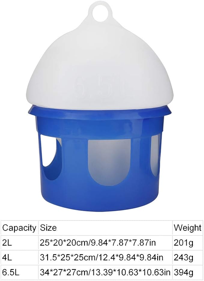 CDQL Pigeon Feeder,ABS Plastic Water Dispenser Waterer,Large Capacity Automatic Bird Pigeon Feeder Water Dispenser Waterer (6.5L)