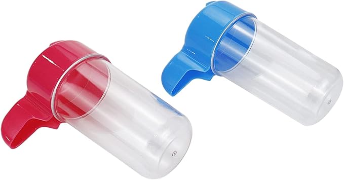 2pcs Automatic Bird Feeders, Bird Water Dispenser for Cage, Water Bottle Drinker Hanging Seed Food Container Dispenser for Parrots Budgie Hamster 200ml (Blue & Pink)