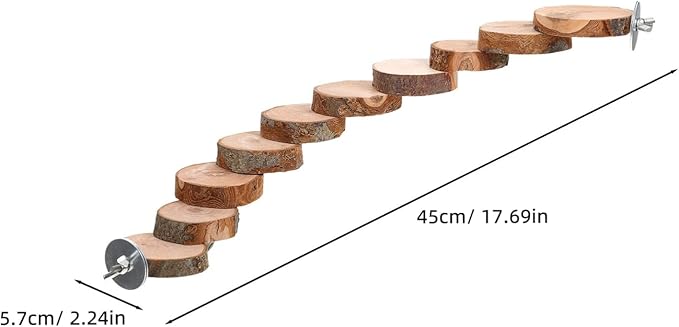 Kisangel Natural Wood Bird Ladder for Cage, Bendable Parrot Perch Bridge, Climbing Toy & Exercise Stand for Small Animals, Budgies, Parakeets, Cockatiels