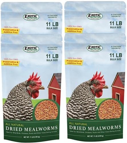 Dried Mealworms - 100% Natural, Non-GMO, High Protein, Bulk Insect Treat for Chicken, Laying Hen, Chick, Wild Bird, Bluebird, Duck, Goose, Turkey, Chickadee, Titmice, Wren, Reptile, Fish (44 lb.)