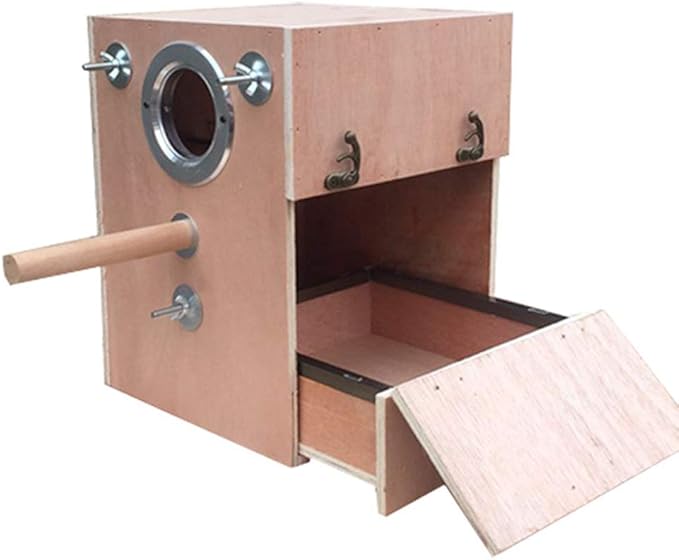 Bird Breeding Box Parakeet Perch Nest Box Budgie Cage Wood Breeding House Lovebirds Parrotlets Mating Box for Parrot Budgie Lovebird Finch Parrotlet(Right,12 Inch)