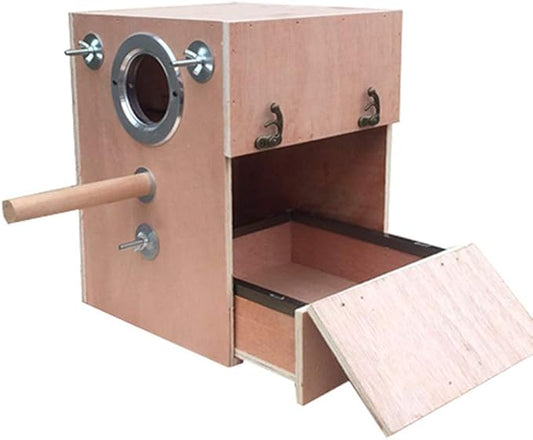 Bird Breeding Box Parakeet Perch Nest Box Budgie Cage Wood Breeding House Lovebirds Parrotlets Mating Box for Parrot Budgie Lovebird Finch Parrotlet(Right,12 Inch)