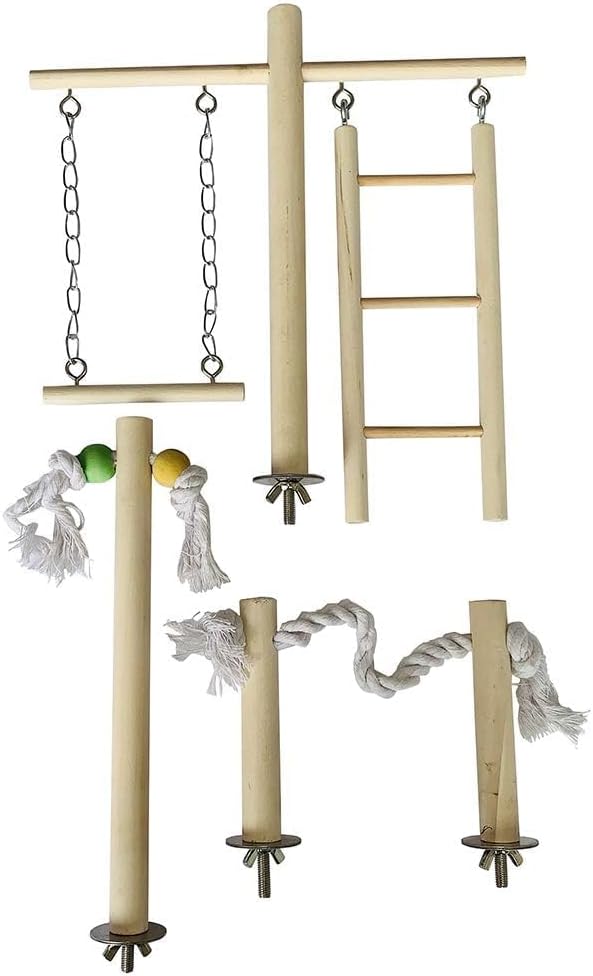 PINVNBY Bird Playground, Wood Parrot Play Gym Stand Perch Bird Cage Accessories for Small and Medium Parakeet Cockatiel Conure Love Birds Finch