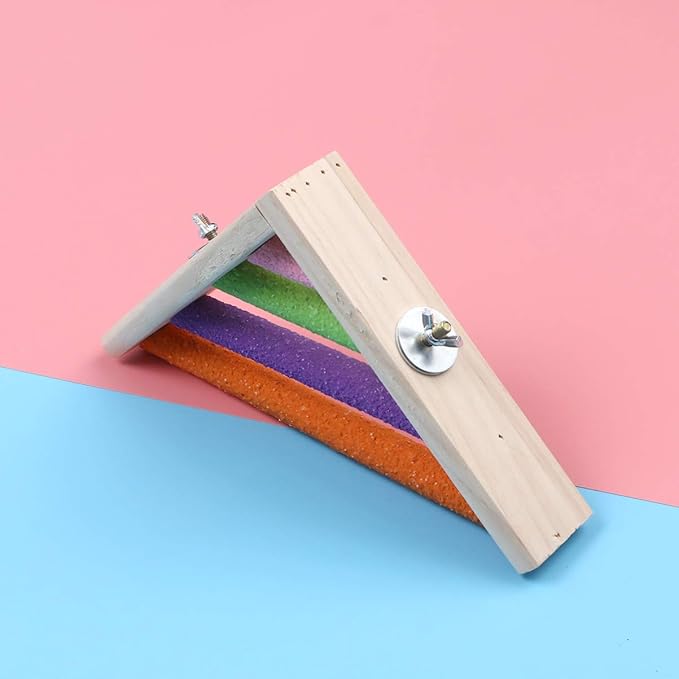 Bird Perch Platform Wooden Parrot Stand Birdcage Corner Playground Colorful Right Angle Perches for Parakeet Cockatiel Guniea Pig Small Animals Random Color