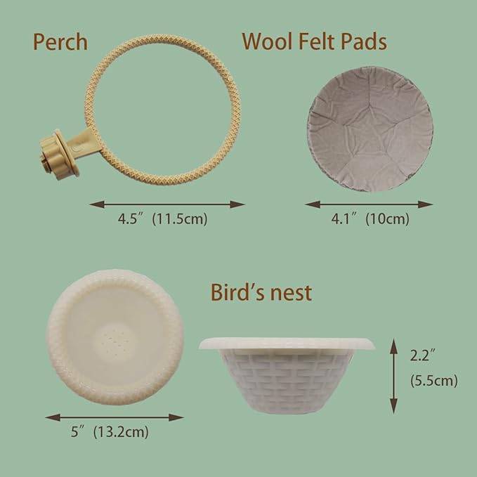 FOIBURELY Bird Nest Canary Finch Parrot Nest with Felt（White）
