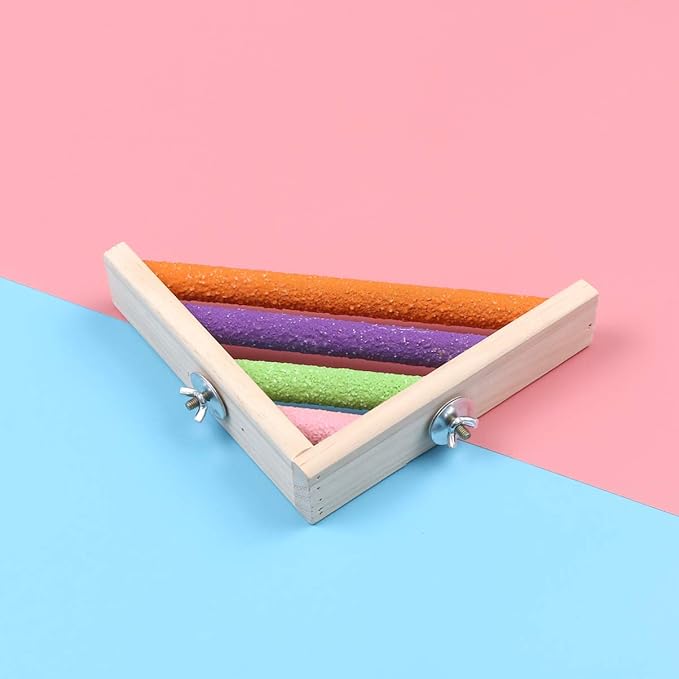 Bird Perch Platform Wooden Parrot Stand Birdcage Corner Playground Colorful Right Angle Perches for Parakeet Cockatiel Guniea Pig Small Animals Random Color