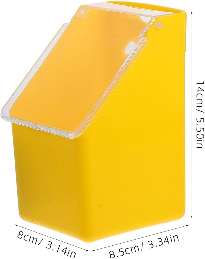 Hanging Pigeon Feeder with Lid – 5.51 x 3.34 x 3.14 in Plastic Food & Water Dispenser, Space-Saving Cage Mount, No-Waste Feeding for Pigeons, Doves, Quail, Cockatiels