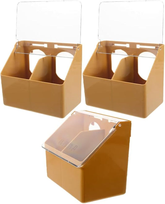Toddmomy Pigeon Plastic Feeder, 3Pcs Quail Bird 2 Hole Food Feeding Hanging Box Water Dispenser for Bird Poultry Pigeon Parrot Parakeet Budgie Cage Accessories