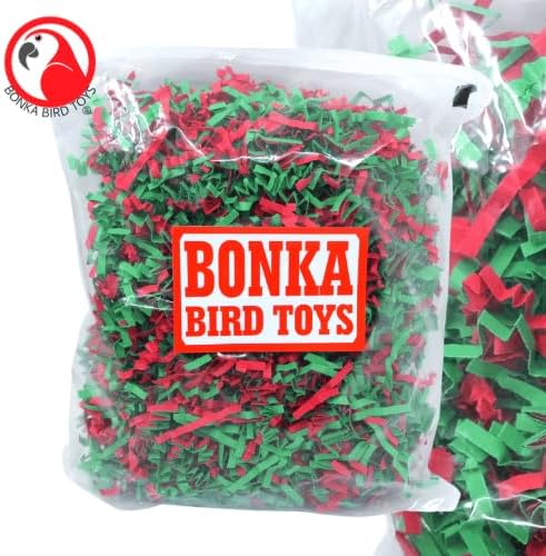 Bonka Bird Toys 2140 Christmas Shred (85 Cu-in) Festive Parrot Pet Nesting, Cockatiels, Parakeets, Conures, and Similar Breeds
