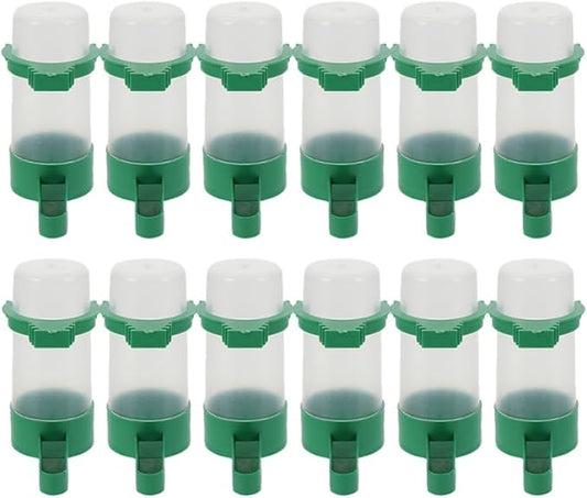 Kisangel Spillproof Bird Water Dispenser for Cage 3.34X2.75X1.57 Inch Automatic Parrot and Small Bird Waterer 12Pcs Set Easy to Clean Drinkers for Parakeet Pigeon