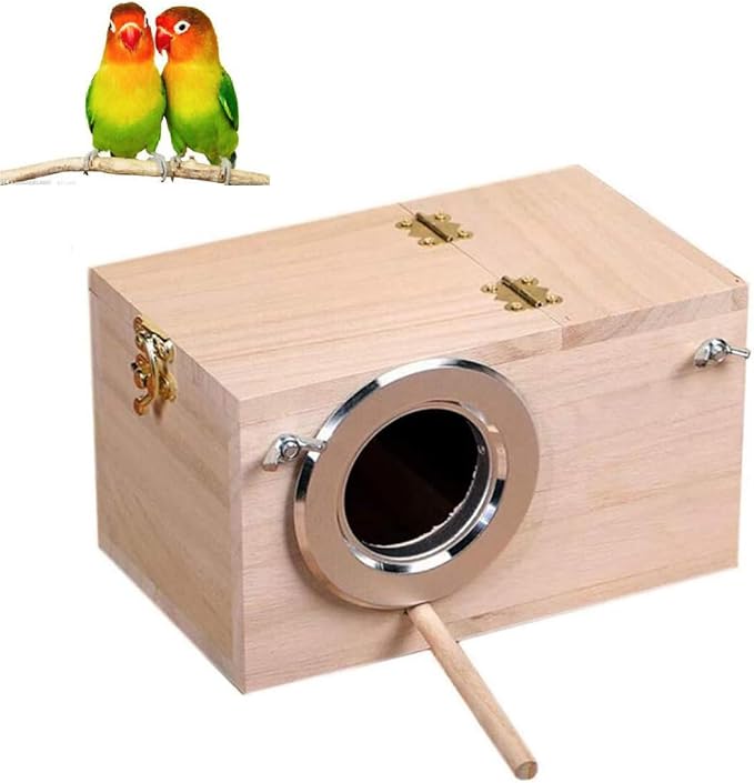 Bird Nest Breeding Box Cage Wood House for Finch Lovebirds Cockatiel Budgie Conure Parrot (S-7.8 X 4.7 X 4.7IN)