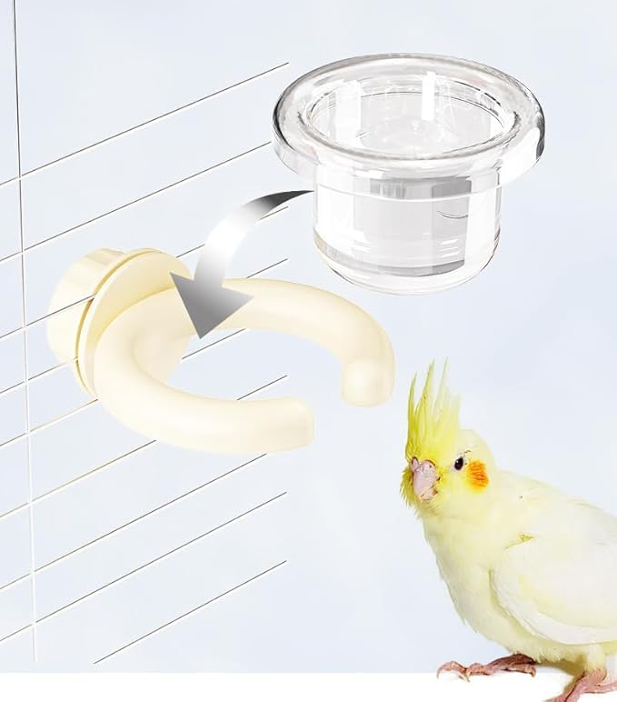 2Pcs Bird Feeding Bowls with Clamp，Small Bird Feeding Cup for Parrots, Rose-Ringed Parakeets, Conures, budgerigars and Lovebirds.