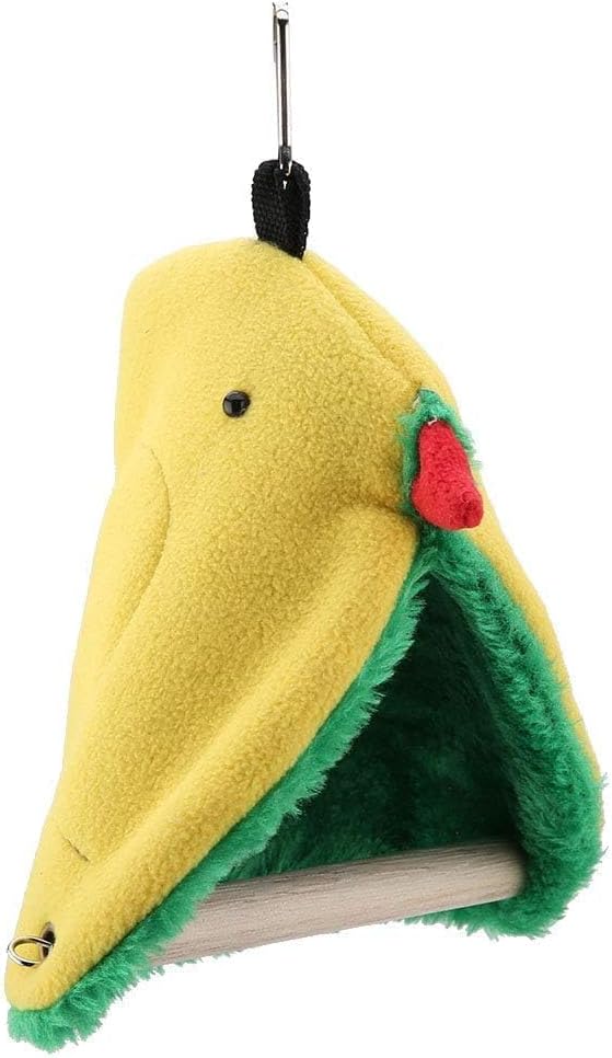Winter Warm Bird Hammock Tent Parrots Hanging Nests Shed Hut, Soft Plush Sleeping Bed Hideaway Cage Pet Toy for Parakeets Cockatiels Conures Lovebirds Finch
