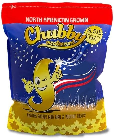 Chubby North American Grown Dried Mealworms | 2.5 lbs | Non-GMO High-Protein Treats for Chickens, Ducks & Wild Birds – Sustainable Chicken Feed