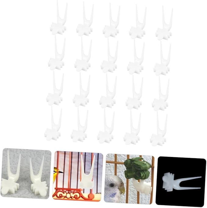 HANABASS 20pcs Bird Cage Fruit and Vegetable Forks for Parrots Pet Feeding Holder and Foraging Tool Easy to Attach Skewers for Small Birds and Hamsters Interaction and Improve Digestion