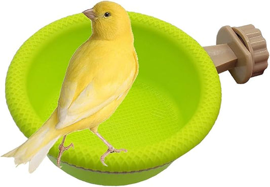 FOIBURELY Multi-Function Caged Bird Bath Bird Cage Parrot Supplies Bathing Tub for Canary Finch Budgerigar，Perch Stand(4.5")