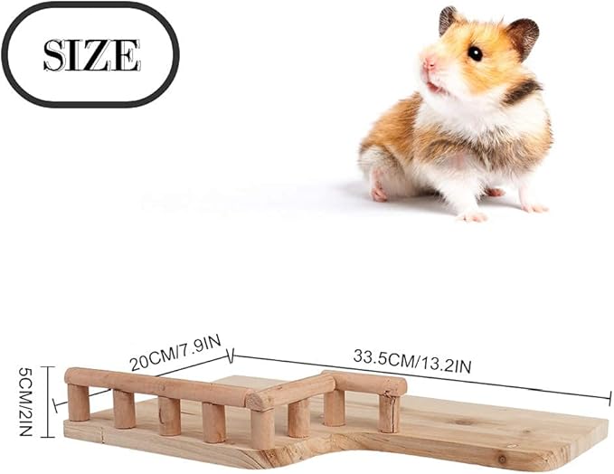 Birdcage Stands Hamster Climbing Platform, Wooden Rest Platform with Railing Small Pet Wooden Toys for Guinea Pig Chinchilla Small Animals Climbing