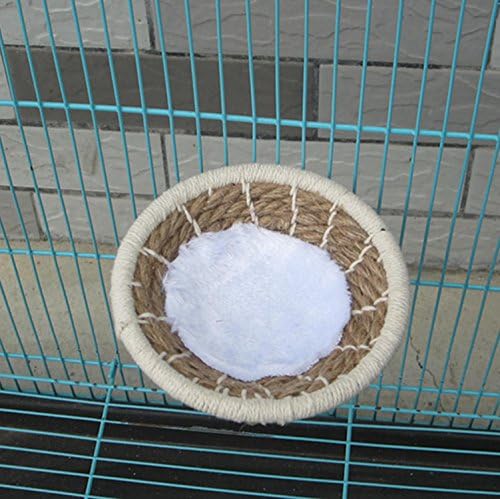 Bird Breeding Nest Bed Hut Toy with Warm Comfortable Mat Handmade Cotton Weave Hemp Rope Hatching Hut Cave Cage Accessories for Parakeet Conure Cockatiel Canary Finch Lovebird Budgie (B: HEMP)