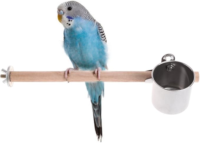 Bird Feeder Stainless Steel Bowls for Cage Parakeet Food Dish Parrot Water Cups with Clip for Canary Lovebird Bird Seed No Waste