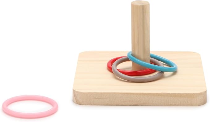 Bird Trick Tabletop Toys Wooden Ring Tower Toy for Parrot Parakeet Budgie Lovebird Intelligence Training