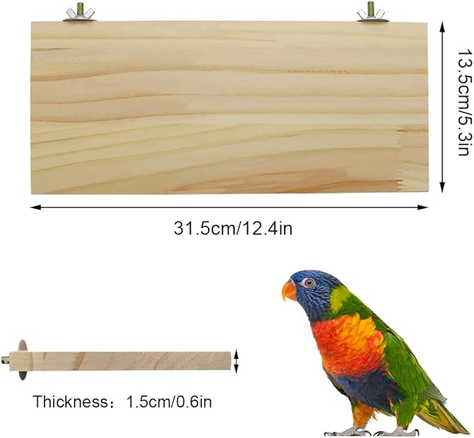 Litewoo Parrot Bird Wood Perch Platform Large Stand Shelf for Birds Budgie Parakeet Cockatiel Conure Cockatoo Macaw African Grey (1PC)