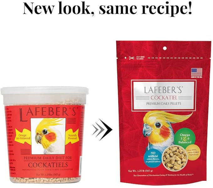 LAFEBER'S Cockatiel Pellets (1.25 lb (Pack of 2), Premium Daily Pellets)