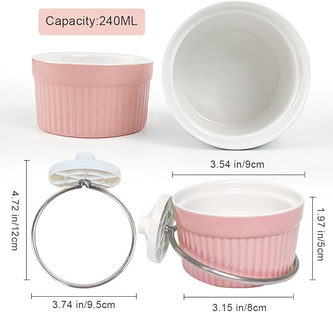 Bird Cage Feeder Parrot Food Cage Bowl Clamp Holder Coop Cup, Ceramic Bird Cage Water Bowl, Pet Feeder Cage for Parakeet African Greys Conure Cockatiels Lovebird Budgie Chinchilla-Pink