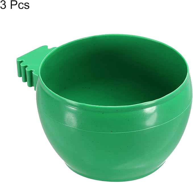 PATIKIL 2" Large Bird Feeder Cage Cups, 3 Pack Pigeon Water Bowl Round Feeding Sand Cup Hanging Container for Poultry, Green